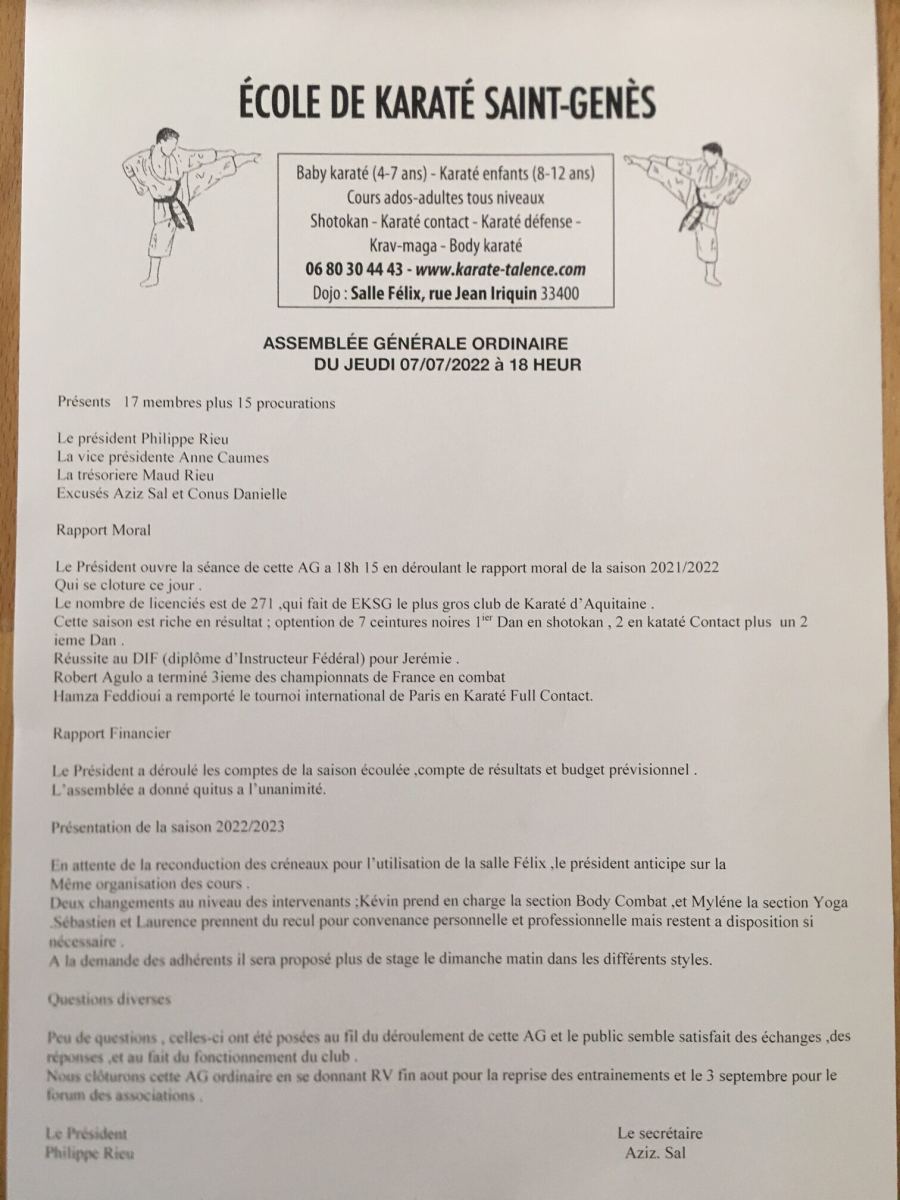 Réunion de préparation de la saison